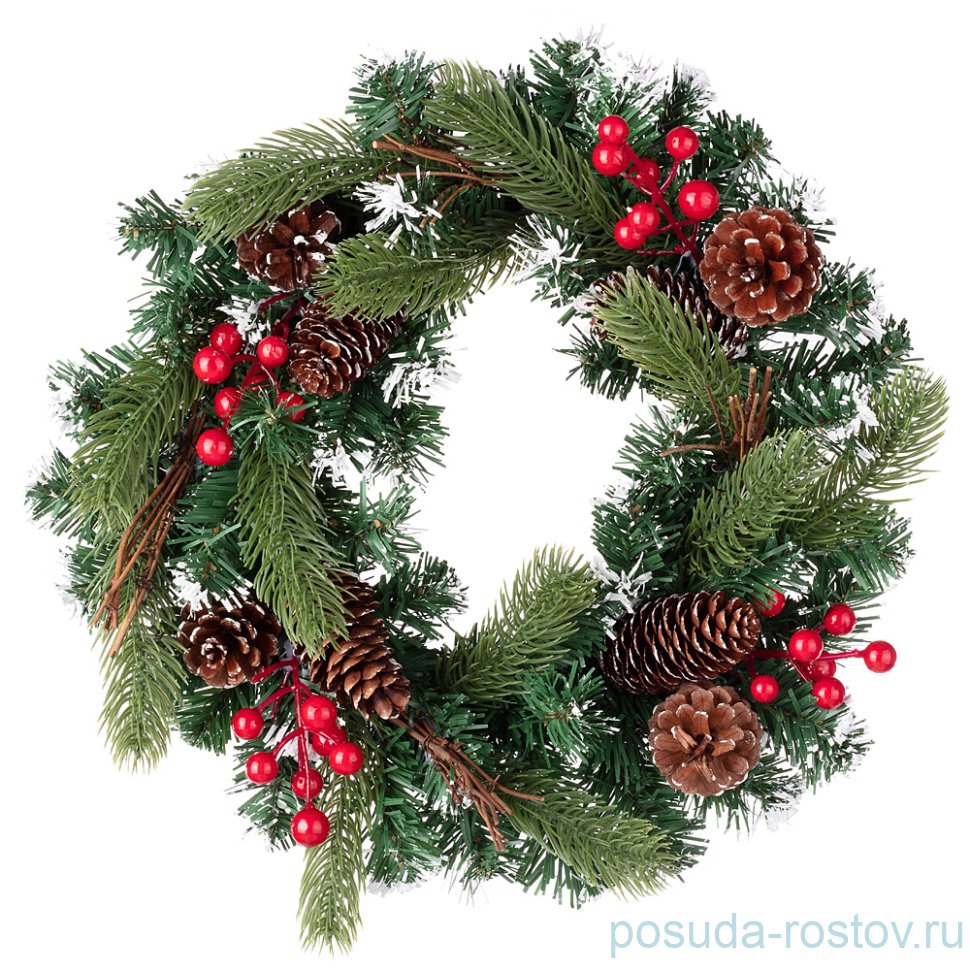 Декоративное изделие 35 см "Венок с шишками и ягодами" / 262762