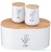 Хлебница 34 х 19 х 15 см 2 в 1 + банки для сыпучих продуктов 10 х 12,5 см 2 шт &quot;Provence&quot; / 349466