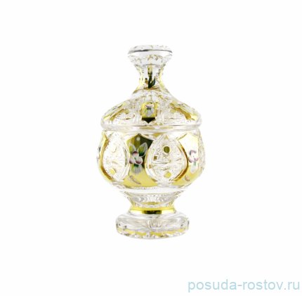 Вазочка 10 см с крышкой &quot;Хрусталь с золотом&quot; / 068781