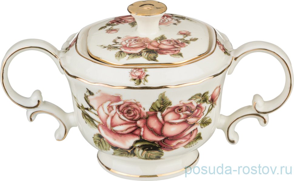 Сахарница 250 мл с ручками "корейская роза" / 194722