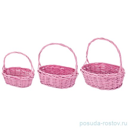 Набор корзин 3 шт плетёные розовые / 259907