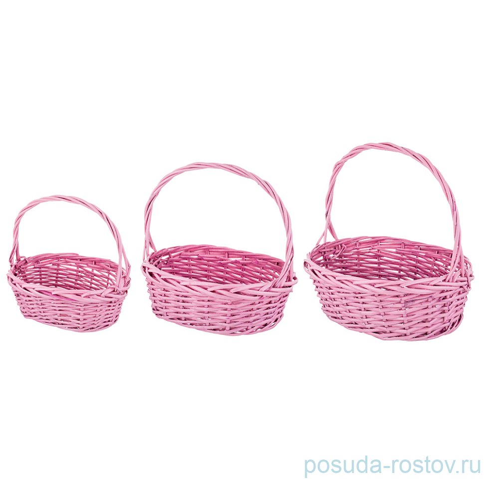 Набор корзин 3 шт плетёные розовые / 259907