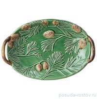 Блюдо 28,2 х 19 х 5 см овальное с ручками &quot;Green pine&quot;  / 355564