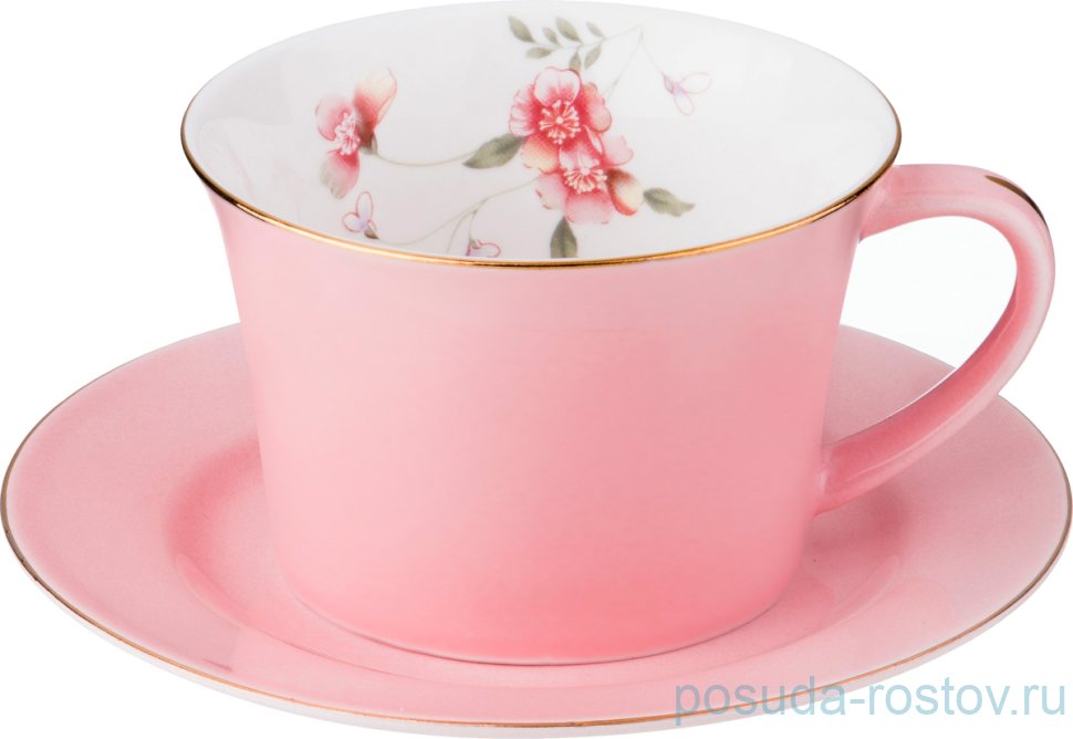 Кофейная пара 180 мл 1 шт розовая "времена года" / 193793