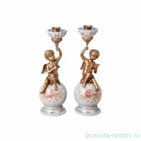 Набор подсвечников 10,5 х 32 см 2 шт голубые &quot;Ангелочки&quot; / 342668