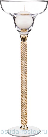 Подсвечник 12 х 34 см н/н &quot;natalya /стразы /золото&quot; / 214386