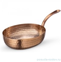 Сковородка 18 x 14 x 5.5 см глубокая овальная мини с одной ручкой для подачи &quot;Hammered&quot; медный / 370352