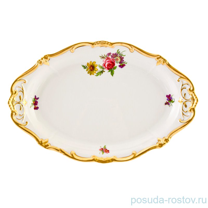 Блюдо 28 см овальное "Мейсенский букет /1042"  / 094345