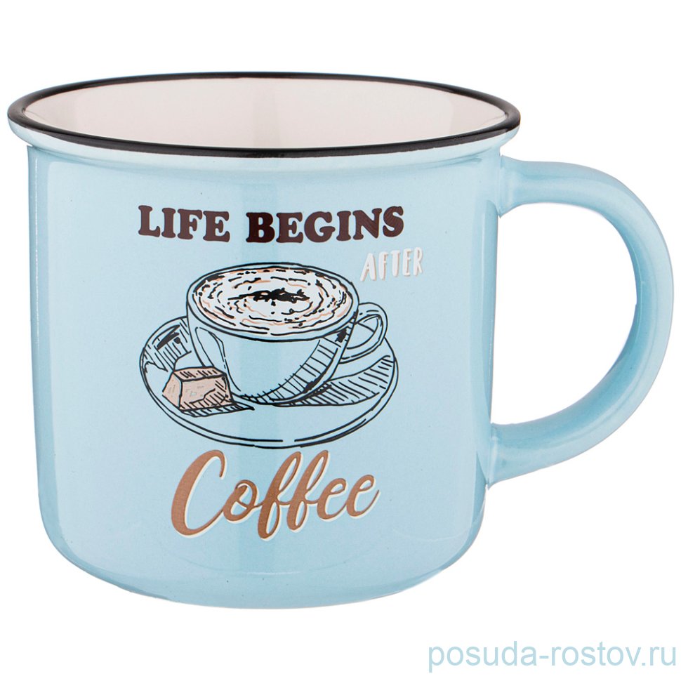 Кружка 355 мл голубая "Кофемания" / 258970