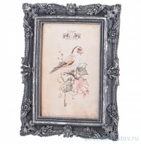 Фоторамка 15 х 20 х 2 см для фото 10 х 15 см &quot;Цветочки&quot; /серебро чернёное с посеребрением / 312752