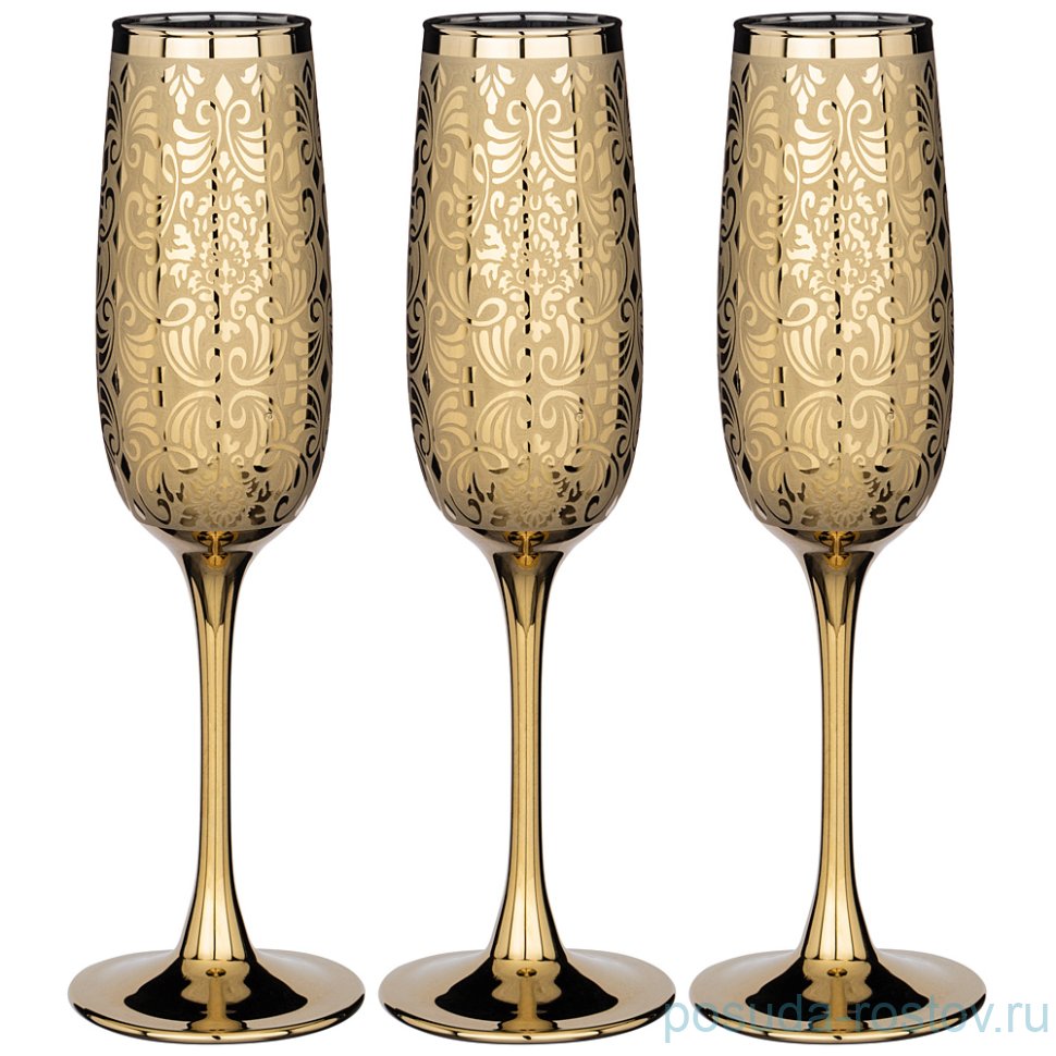 Бокалы для шампанского 175 мл 3 шт "Золотой либерти" / 235217