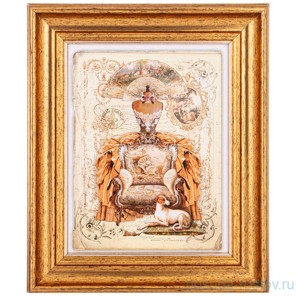 Картина 17 х 22 см "Кресло" /рамка золото / 270164