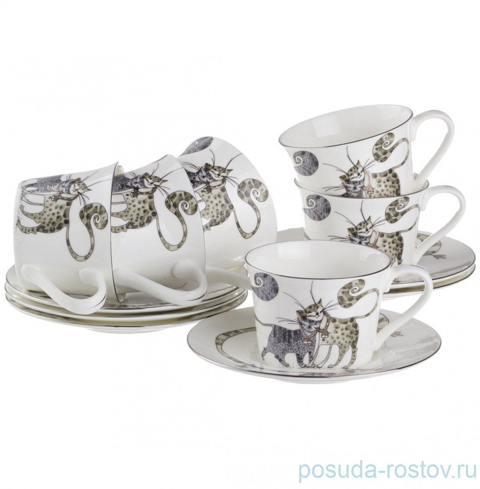 Набор чайных пар 200 мл 6 шт "Котики" / 189123