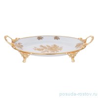 Блюдо 46 х 24 см овальное н/н с ручками &quot;Роза&quot; / 333585