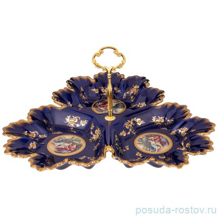 Менажница 32 х 32 см с ручкой &quot;Влюблённая пара /Кобальт&quot; / 251178