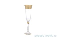 Бокалы для шампанского 190 мл 6 шт &quot;Анжела /Матовая полоса /золото&quot; AS Crystal / 145965