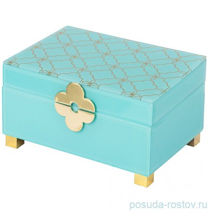 Шкатулка 18 х 13 х 10 см н/н бирюзовая / 292832
