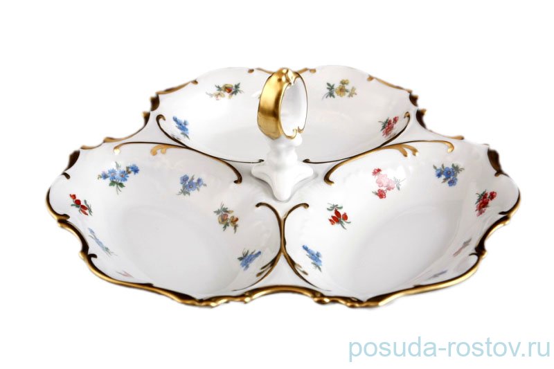 Менажница 24 см  Bohemia Porcelan Moritz Zdekauer 1810 s.r.o. "Анжелика 811 /Мелкие цветы" / 071167