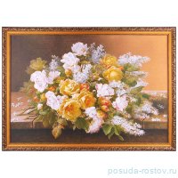 Картина 69 х 99 см в раме &quot;Белая сирень и розы&quot; / 275181