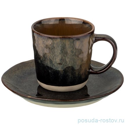 Набор чайных пар 6 шт &quot;Серо-коричневый&quot; / 193585