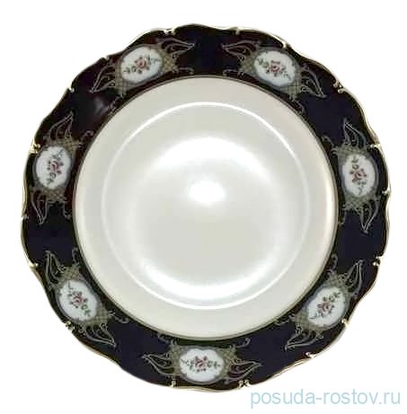 Блюдо 30 см круглое  Bohemia Porcelan Moritz Zdekauer 1810 s.r.o. "Анжелика /Цветы /Кобальт" / 027667