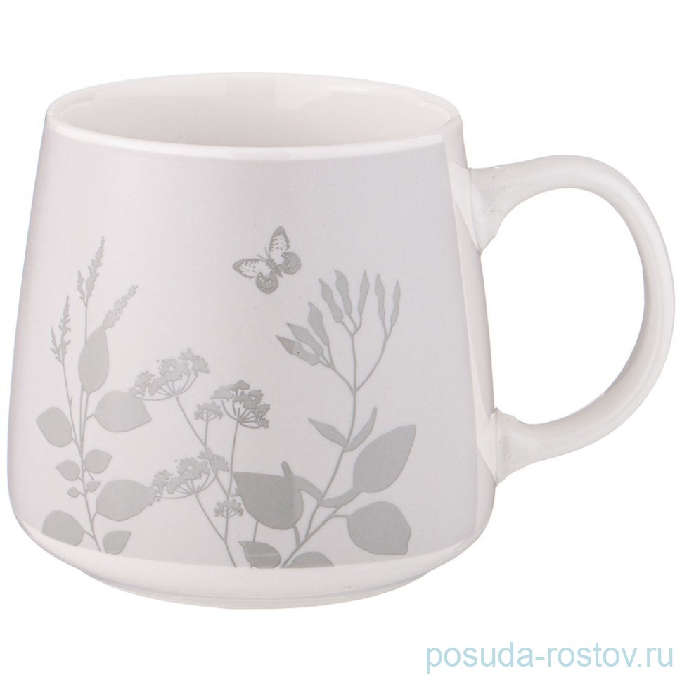 Кружка 400 мл серая "Flower field" / 339649