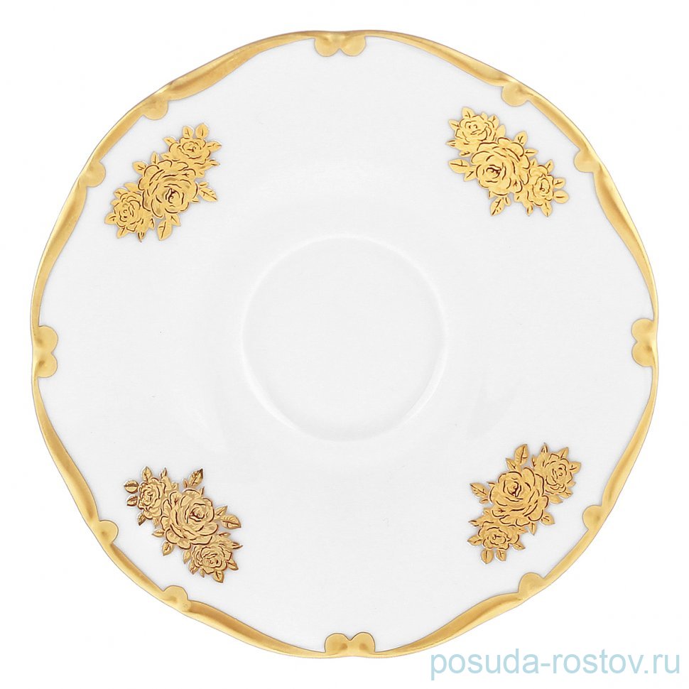 Набор блюдец 12 см 6 шт "Аляска /Золотые розочки" / 353448 Набор блюдец 12 см 6 шт "Аляска /Золотые розочки" / 353448