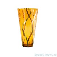 Ваза для цветов 27 см &quot;Nb Art /Прозрачно-оранжевая золотые волны&quot; / 036752