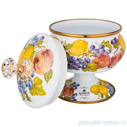 Сахарница 850 мл эмалированная н/н &quot;Agness /Фландрия /Фрукты&quot; / 225336