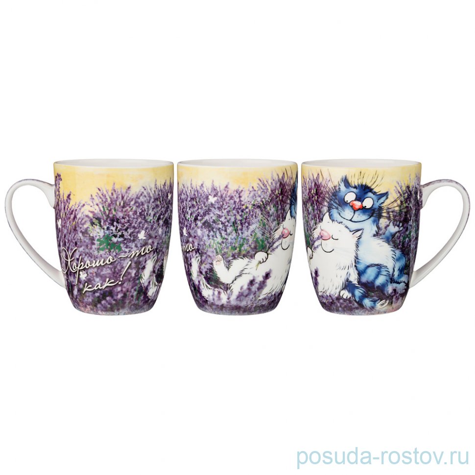 Кружка 350 мл "Синие коты /Лаванда" / 196714 Кружка 350 мл "Синие коты /Лаванда" / 196714