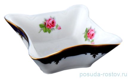 Салатник 10 см квадратный &quot;Соната /Роза /Кобальт&quot; / 012534