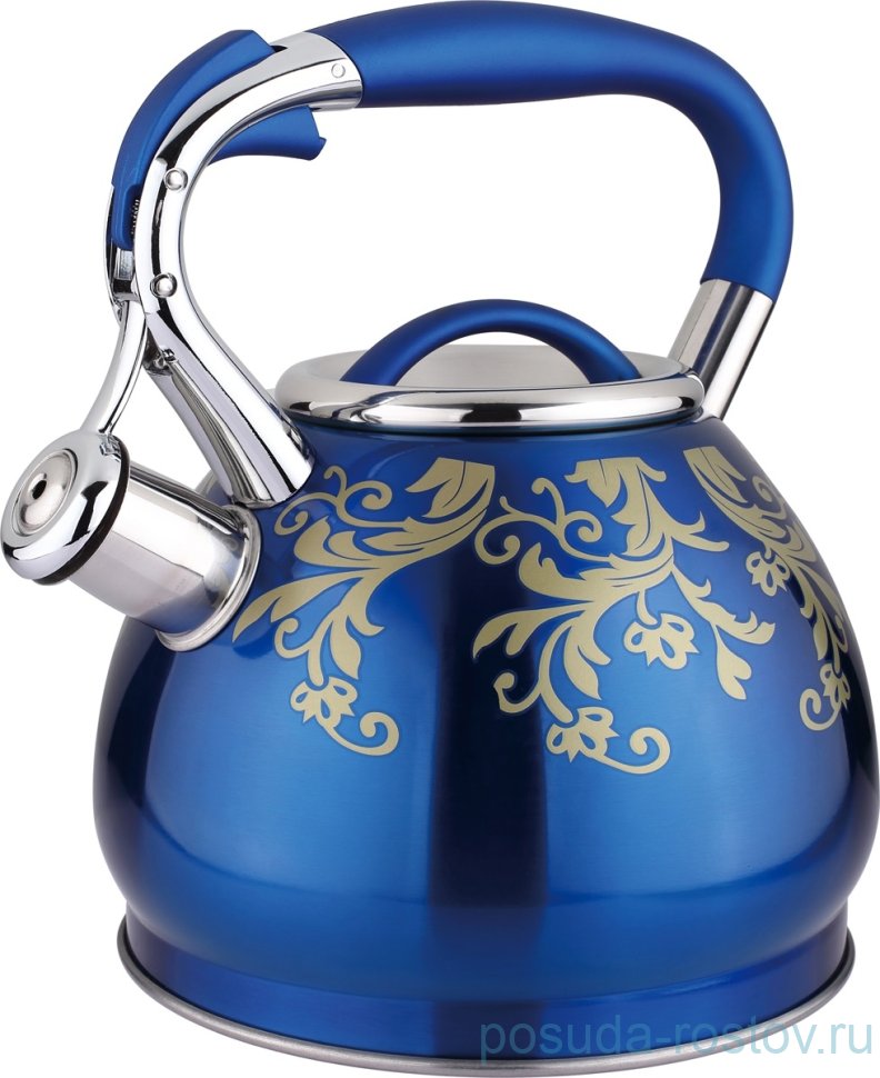 Чайник 3 л со свистком индукционное капсульное дно синий "agness" / 196300