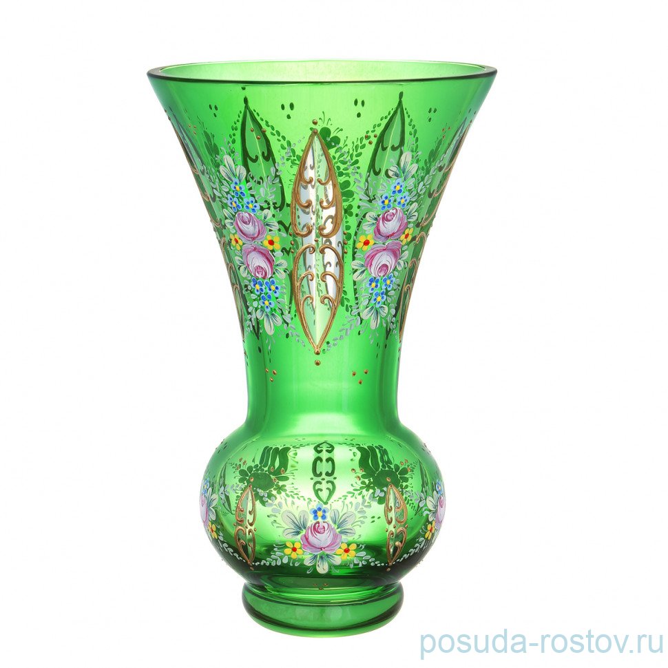 Ваза для цветов 12,5 см зелёная "Эгерман /Роспись" / 333453