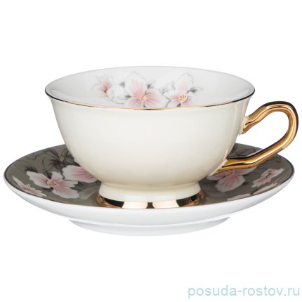 Набор чайных пар 220 мл 4 шт белые &quot;цветы&quot; / 233230