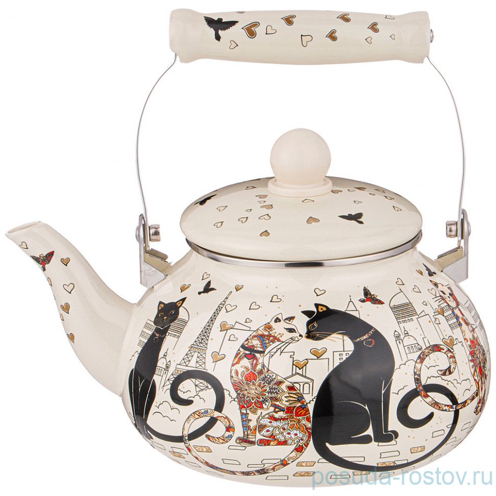 Чайник 2,5 л эмалированный "Парижские коты" / 254564