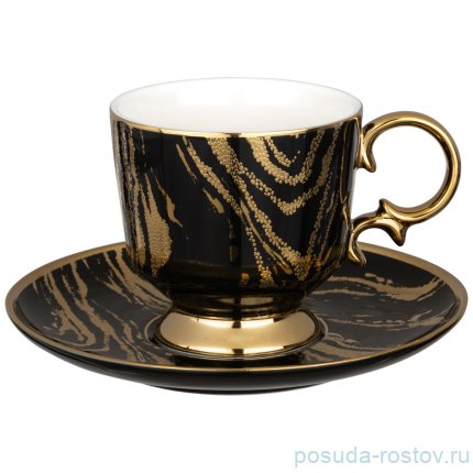 Набор чайных пар 250 мл 4 шт &quot;чёрные /золото&quot; / 233305