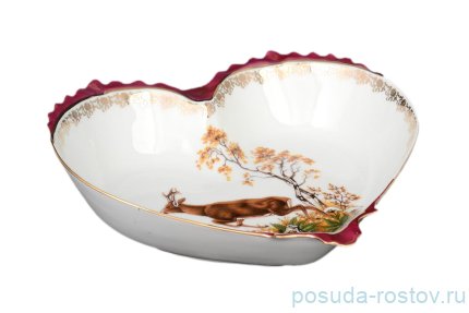 Салатник 22 см сердце &quot;Корона /Охота красная&quot; / 042457
