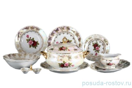Столовый сервиз на 6 персон 25 предметов &quot;Офелия /Роза перламутр&quot; / 054089