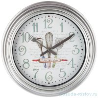 Часы настенные 31 см кварцевые круглые серебро &quot;CHEF KITCHEN&quot; / 197432