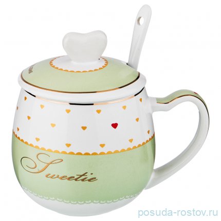 Кружка 340 мл с крышкой и ложкой &quot;love&quot; / 187100