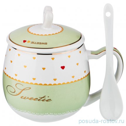 Кружка 340 мл с крышкой и ложкой &quot;love&quot; / 187100