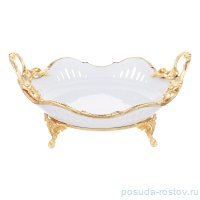 Блюдо для хлеба 28 x 23 х 17 см н/н с ручками &quot;Золотой ободок&quot; / 343310