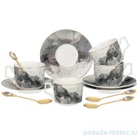 Набор чайных пар 250 мл 4 шт с ложками &quot;Moon art&quot; / 271122