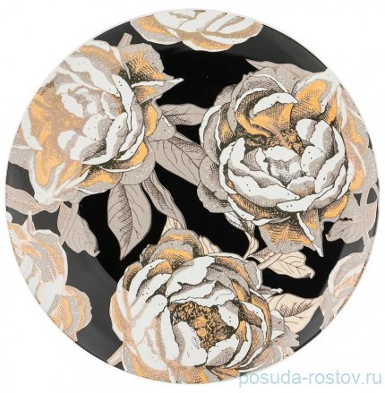 Тарелка 27 см 1 шт чёрная &quot;Golden rose&quot; / 208453