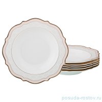 Набор тарелок 21,5 см 6 шт глубокие &quot;бежевая лента /золото&quot; / 186253