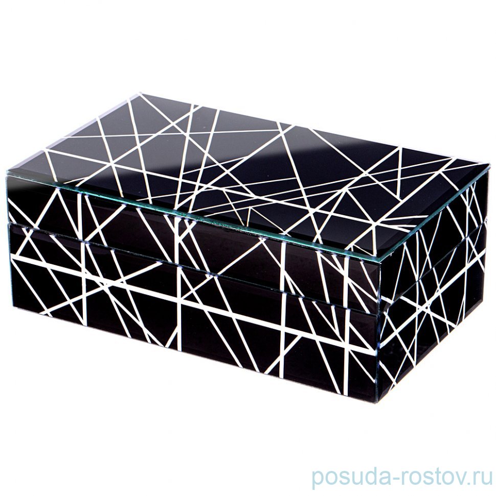 Шкатулка 20 х 12 х 8 см чёрная "Линии" / 339211 Шкатулка 20 х 12 х 8 см чёрная "Линии" / 339211