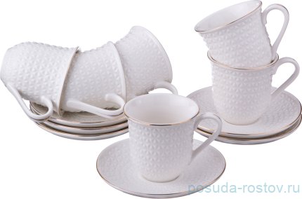 Набор чайных пар 220 мл 6 шт &quot;отводка золото&quot; / 194413