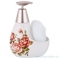 Дозатор для моющего средства 11 х 9 х 16 см 350 мл с губкой  &quot;корейская роза&quot; / 193664