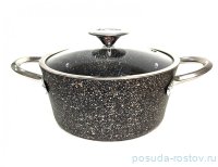 Кастрюля 22 х 11,5 см со стеклянной крышкой антипригарное покрытие черная 3,3 л &quot;GRANITE SINGLES&quot; / 288930