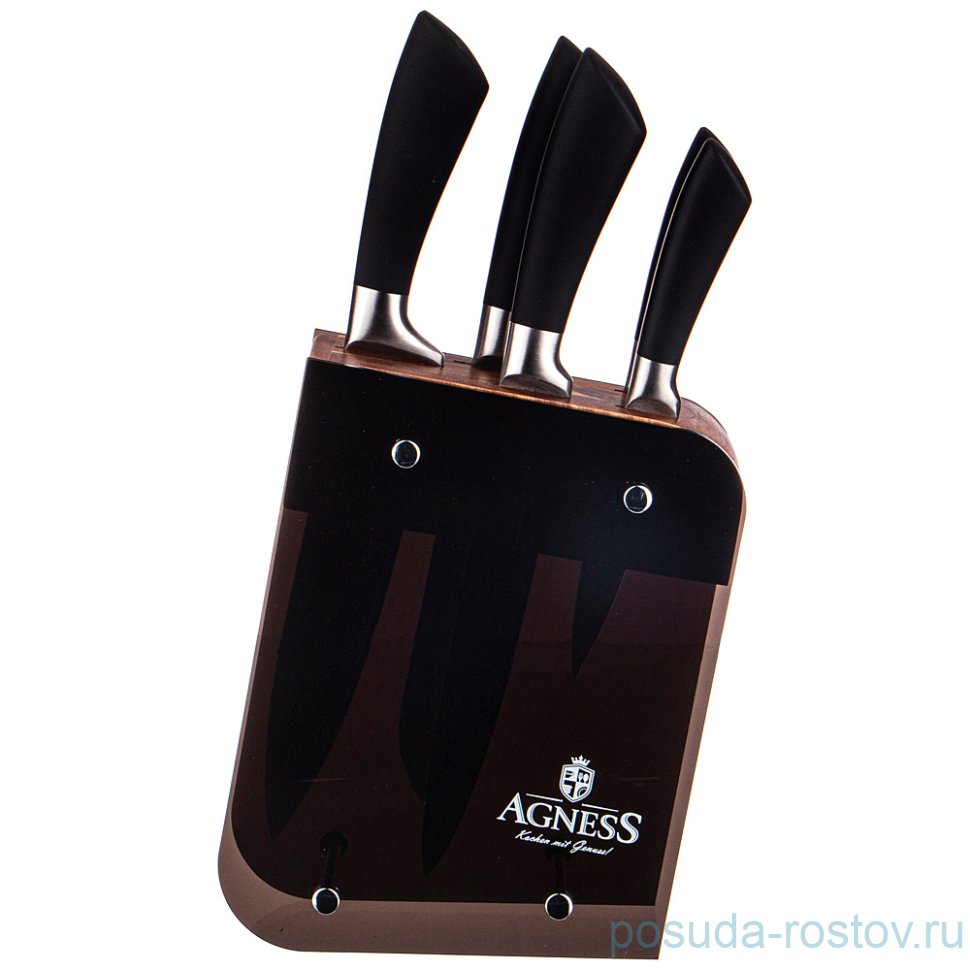 Набор кухонных ножей на подставке 6 предметов "Agness" / 234934